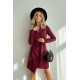 Rochie de zi scurta, burgundy, tip sacou, cu maneca lunga, Liana Rochie de zi scurta, burgundy, tip sacou, cu maneca lunga, Liana 7 - dyandra.ro