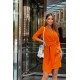 Rochie de zi scurta, orange, tip sacou, cu maneca trei sferturi, Liana Rochie de zi scurta, orange, tip sacou, cu maneca trei sferturi, Liana 4 - dyandra.ro