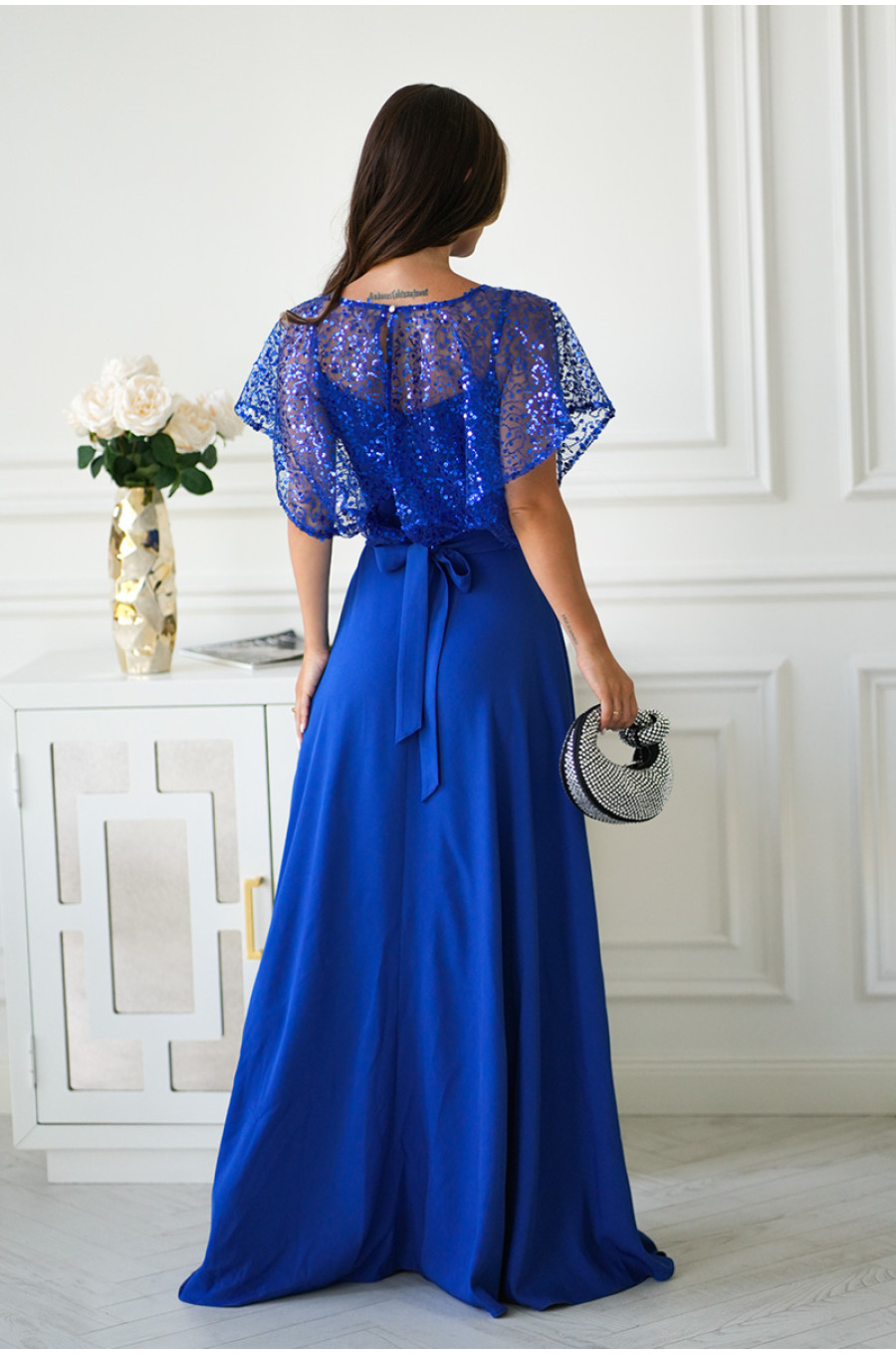 Rochie eleganta lunga albastra cu paiete pe bust Azaliya Rochie eleganta lunga albastra cu paiete pe bust Azaliya 2 - dyandra.ro