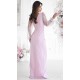 Rochie eleganta lunga cu paiete roz pastel cu maneca lunga petrecuta Deluxe 3 - dyandra.ro