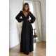 Rochie lunga neagra din satin cu maneca lunga Natasya Rochie lunga neagra din satin cu maneca lunga Natasya 5 - dyandra.ro