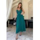 Rochie eleganta lunga, din tul verde, cu dantela pe bust, vaporoasa, Arabela 5 - dyandra.ro