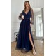 Rochie lunga din tull bleumarin navy cu maneca lunga SplendorB Rochie lunga din tull bleumarin navy cu maneca lunga SplendorB 2 - dyandra.ro