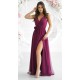 Rochie eleganta lunga din tulle burgundy vaporoasa cu floare decorativa Dyandra 6 - dyandra.ro