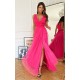 Rochie lunga eleganta roz neon din tulle vaporoasa Andreea Rochie lunga eleganta roz neon din tulle vaporoasa Andreea 3 - dyandra.ro