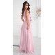 Rochie eleganta lunga roz prafuit din tulle cu floare decorativa vaporoasa Dyandra 3 - dyandra.ro