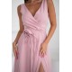 Rochie eleganta lunga roz prafuit din tulle cu floare decorativa vaporoasa Dyandra 5 - dyandra.ro
