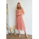 Rochie midi eleganta din tul cu glitter roz nude cu maneca lunga Petra 4 - dyandra.ro
