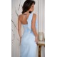 Rochie midi din vascoza baby blue cu umerii goi Emilia Rochie midi din vascoza baby blue cu umerii goi Emilia 3 - dyandra.ro