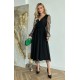 Rochie midi eleganta neagra din tul cu glitter evazata cu maneca lunga Petra 2 - dyandra.ro