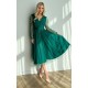Rochie midi eleganta verde din tul cu glitter cu maneca lunga Petra 5 - dyandra.ro