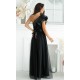 Rochie eleganta neagra din tulle cu un umar gol si volan din satin Irresistible 3 - dyandra.ro