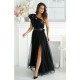 Rochie eleganta neagra din tulle cu un umar gol si volan din satin Irresistible 4 - dyandra.ro