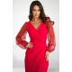Rochie lunga rosie cu paiete cu maneca lunga petrecuta Deluxe Rochie lunga rosie cu paiete cu maneca lunga petrecuta Deluxe 4 - dyandra.ro