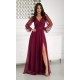 Rochie vaporoasa lunga burgundy din tulle cu maneca lunga SplendorB 2 - dyandra.ro