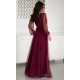 Rochie vaporoasa lunga burgundy din tulle cu maneca lunga SplendorB 3 - dyandra.ro