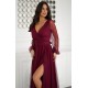 Rochie vaporoasa lunga burgundy din tulle cu maneca lunga SplendorB 6 - dyandra.ro