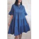 Rochie casual, midi, denim albastru, cu volane, Camelly 2 - dyandra.ro