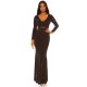 Rochie eleganta de seara lunga, lurex, neagra, mulata, cu maneca lunga, Akma 2 - dyandra.ro