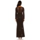 Rochie eleganta de seara lunga, lurex, neagra, mulata, cu maneca lunga, Akma 5 - dyandra.ro