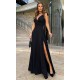 Rochie lunga eleganta neagra din vascoza Andra Rochie lunga eleganta neagra din vascoza Andra 4 - dyandra.ro
