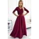 Rochie eleganta lunga din dantela burgundy cu maneca Allegria 2 - dyandra.ro