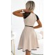 Rochie scurta, bej, in clos, cu maneca scurta din dantela neagra si curea, Sadira 3 - dyandra.ro