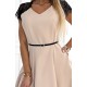 Rochie scurta, bej, in clos, cu maneca scurta din dantela neagra si curea, Sadira 5 - dyandra.ro