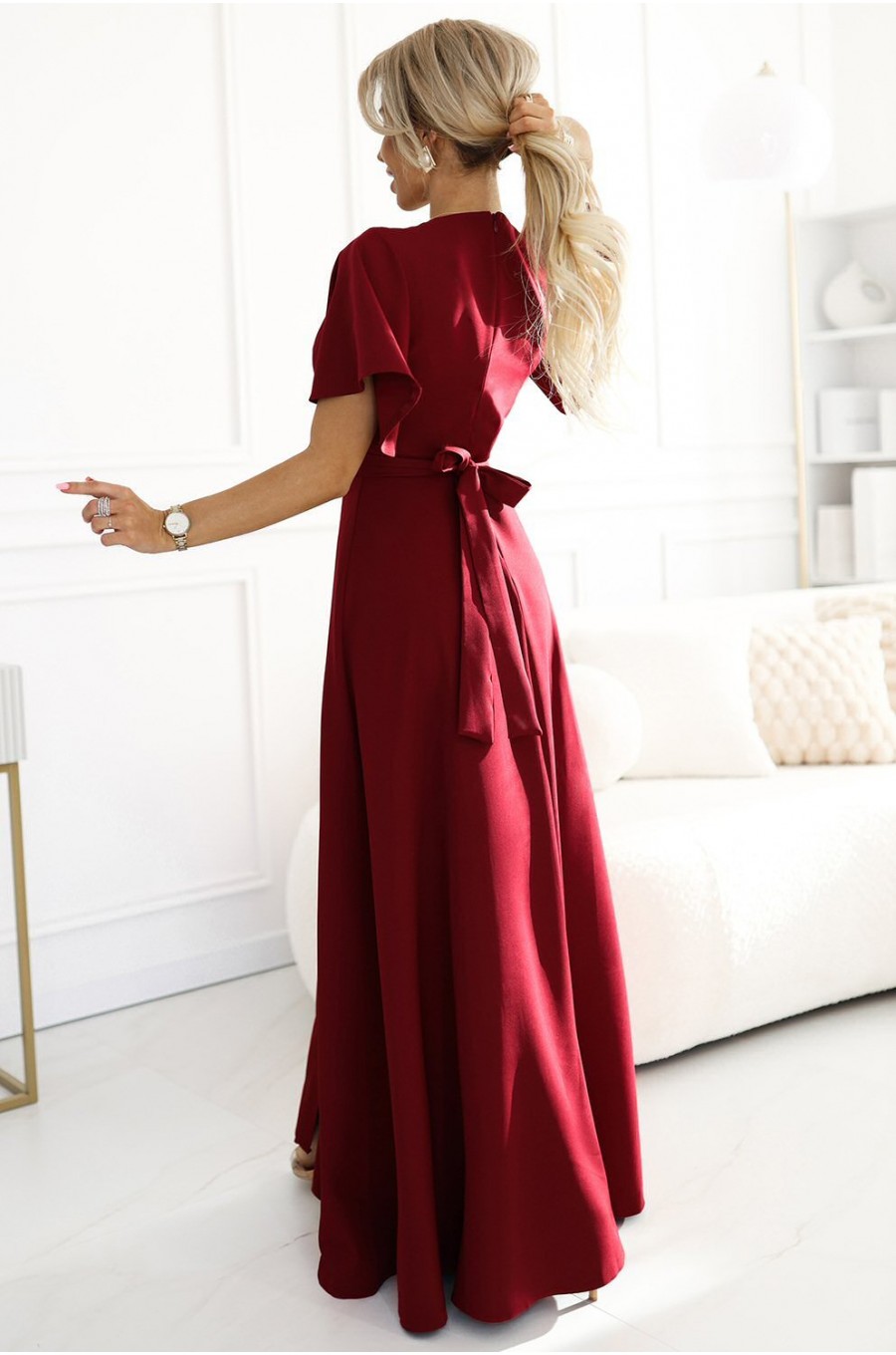 Rochie eleganta lunga burgundy vaporoasa petrecuta Kasandra Rochie eleganta lunga burgundy vaporoasa petrecuta Kasandra 2 - dyandra.ro