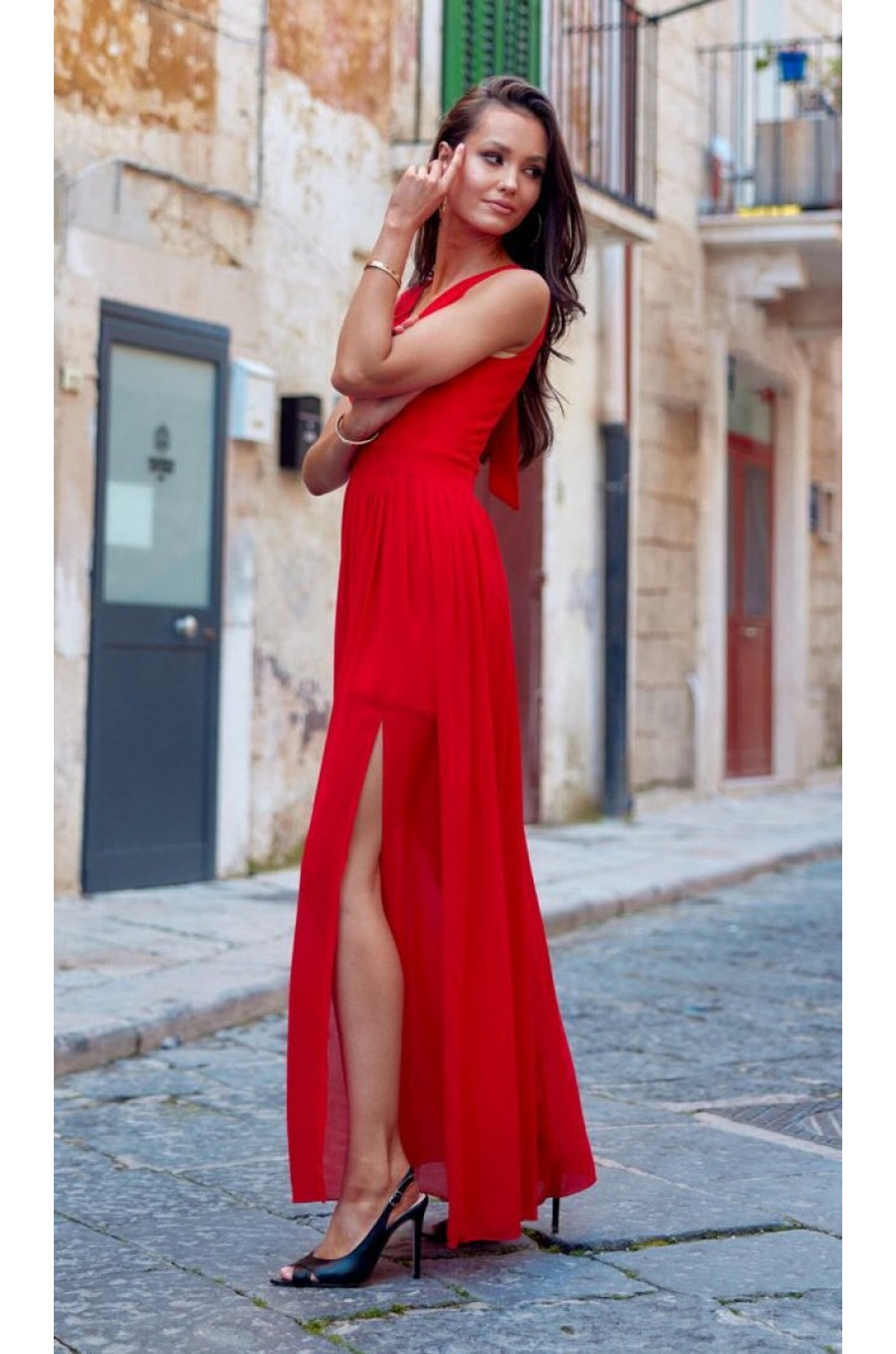 Rochie lunga rosie din voal, vaporoasa, Yurianne Rochie lunga rosie din voal, vaporoasa, Yurianne 3 - dyandra.ro