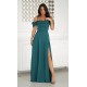 Rochie lunga verde cu umerii goi vaporoasa Katiya 6 - dyandra.ro