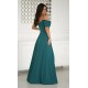 Rochie lunga verde cu umerii goi vaporoasa Katiya 3 - dyandra.ro