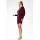 Rochie scurta din catifea burgundy cu paiete si maneca lunga Dana1 5 - dyandra.ro