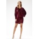 Rochie scurta din catifea burgundy cu paiete si maneca lunga Dana1 4 - dyandra.ro