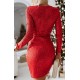 Rochie scurta, rosie, mulata, din paiete, cu maneca lunga, petrecuta, Megan  3 - dyandra.ro