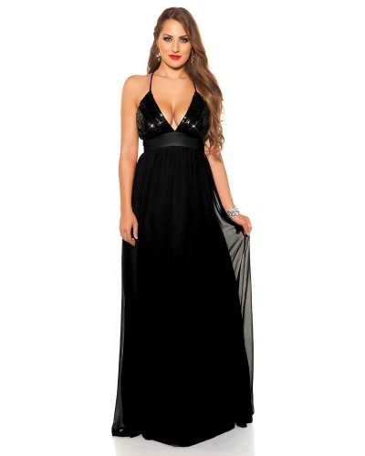 Rochie lunga neagra cu paiete pe bust Sevda Rochie lunga neagra cu paiete pe bust Sevda - dyandra.ro