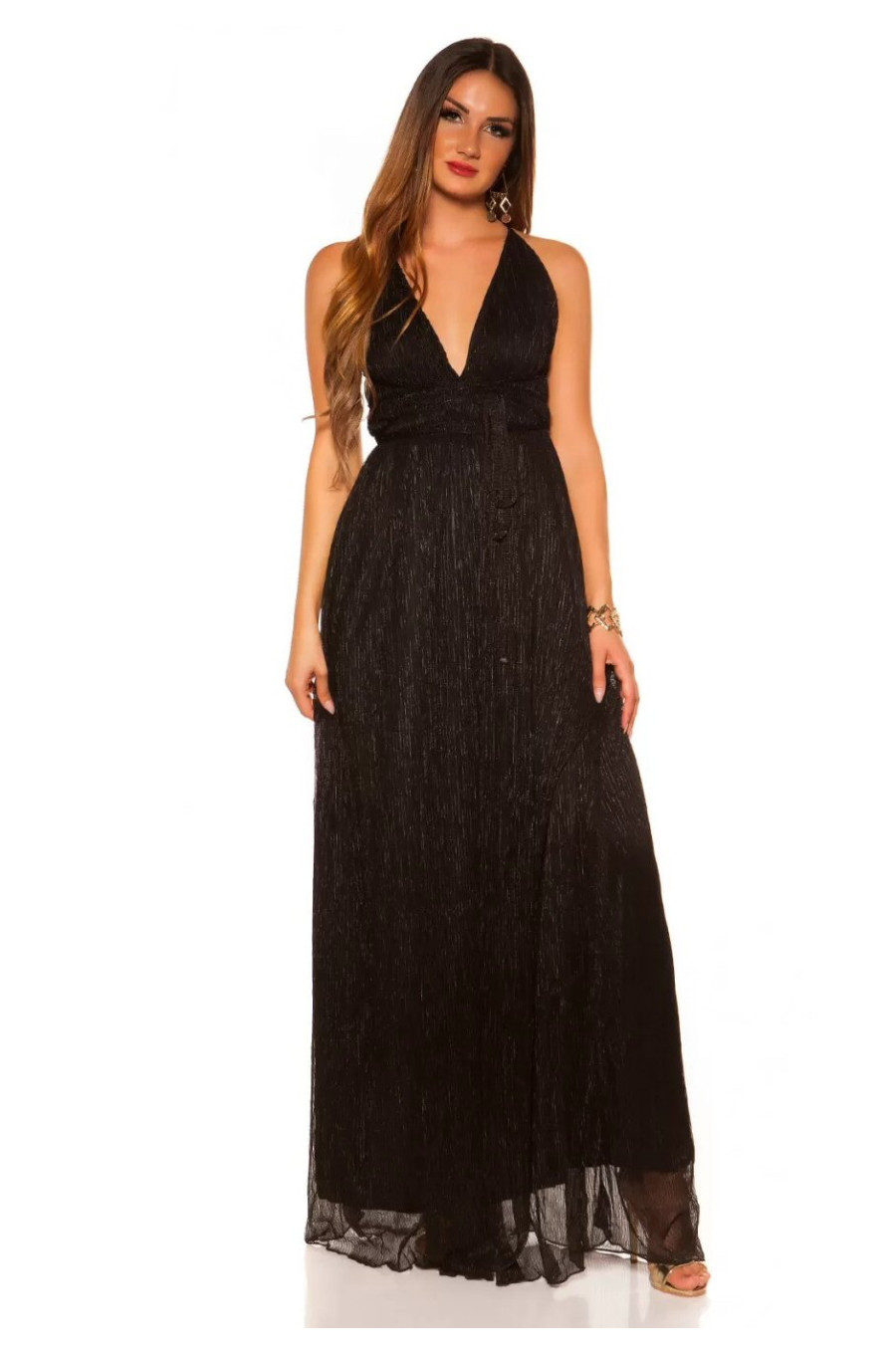 Rochie lunga neagra vaporoasa din glitter Dariana Rochie lunga neagra vaporoasa din glitter Dariana 1 - dyandra.ro