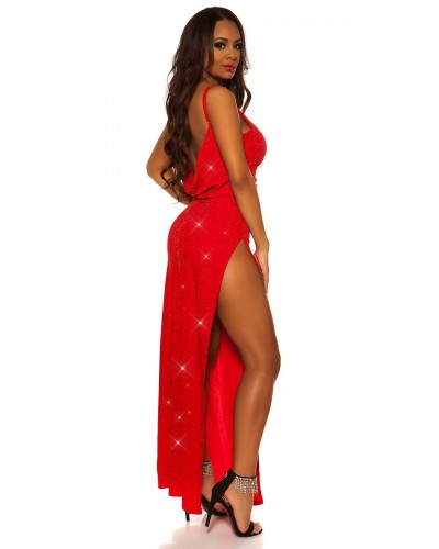 Rochie lunga rosie mulata cu spatele gol RedCarpet - dyandra.ro