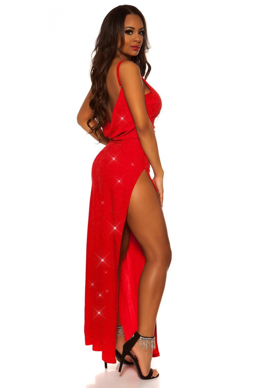 Rochie lunga rosie mulata cu spatele gol RedCarpet 2 - dyandra.ro