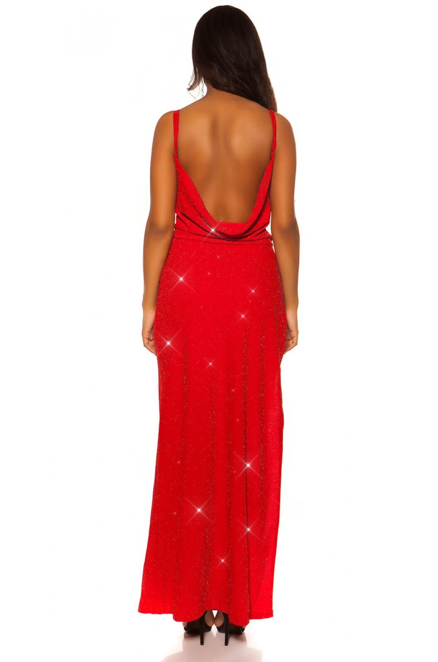 Rochie lunga rosie mulata cu spatele gol RedCarpet 4 - dyandra.ro