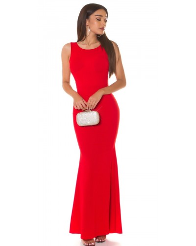 Rochie eleganta lunga, rosie, mulata, tip sirena, Lace - dyandra.ro