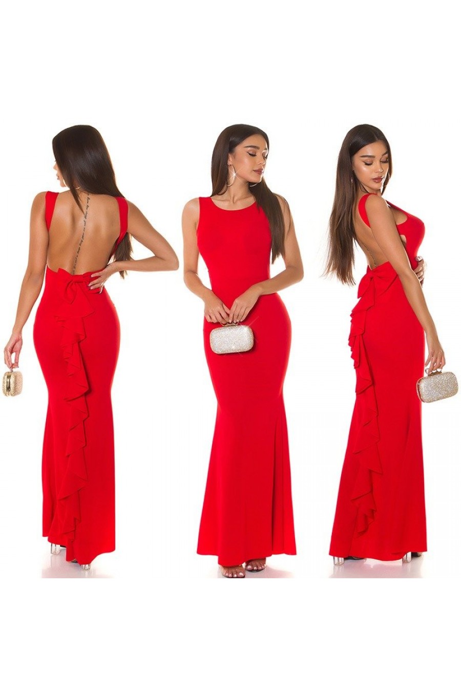 Rochie eleganta lunga, rosie, mulata, tip sirena, Lace 6 - dyandra.ro