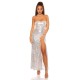 Rochie de seara eleganta lunga, paiete, argintie, mulata, cu umerii goi, Rodia 3 - dyandra.ro