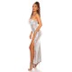 Rochie de seara eleganta lunga, paiete, argintie, mulata, cu umerii goi, Rodia 2 - dyandra.ro