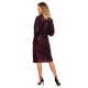 Rochie midi din paiete burgundy, cu maneca trei sferturi, petrecuta, Artista 3 - dyandra.ro