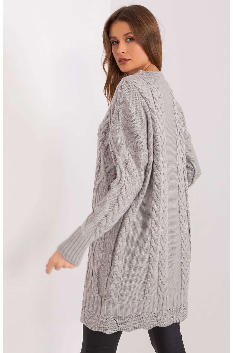 Rochie casual tricotata oversize gri Amalna 2 - dyandra.ro