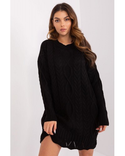 Rochie tricotata scurta neagra oversize Amalna1 - dyandra.ro