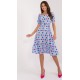 Rochie midi, bleu cu floricele, in clos, cu maneca trei sferturi, Arissa1 Rochie midi, bleu cu floricele, in clos, cu maneca trei sferturi, Arissa1 2 - dyandra.ro