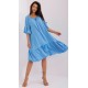 Rochie de vara midi, albastra, oversize, cu volane, vaporoasa, Makadamia 2 - dyandra.ro