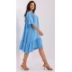 Rochie de vara midi, albastra, oversize, cu volane, vaporoasa, Makadamia 3 - dyandra.ro